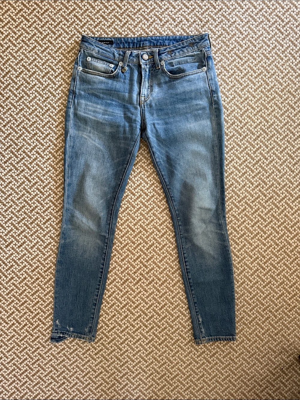 R13 Alison Skinny 25 Light Blue Washed Denim Jeans